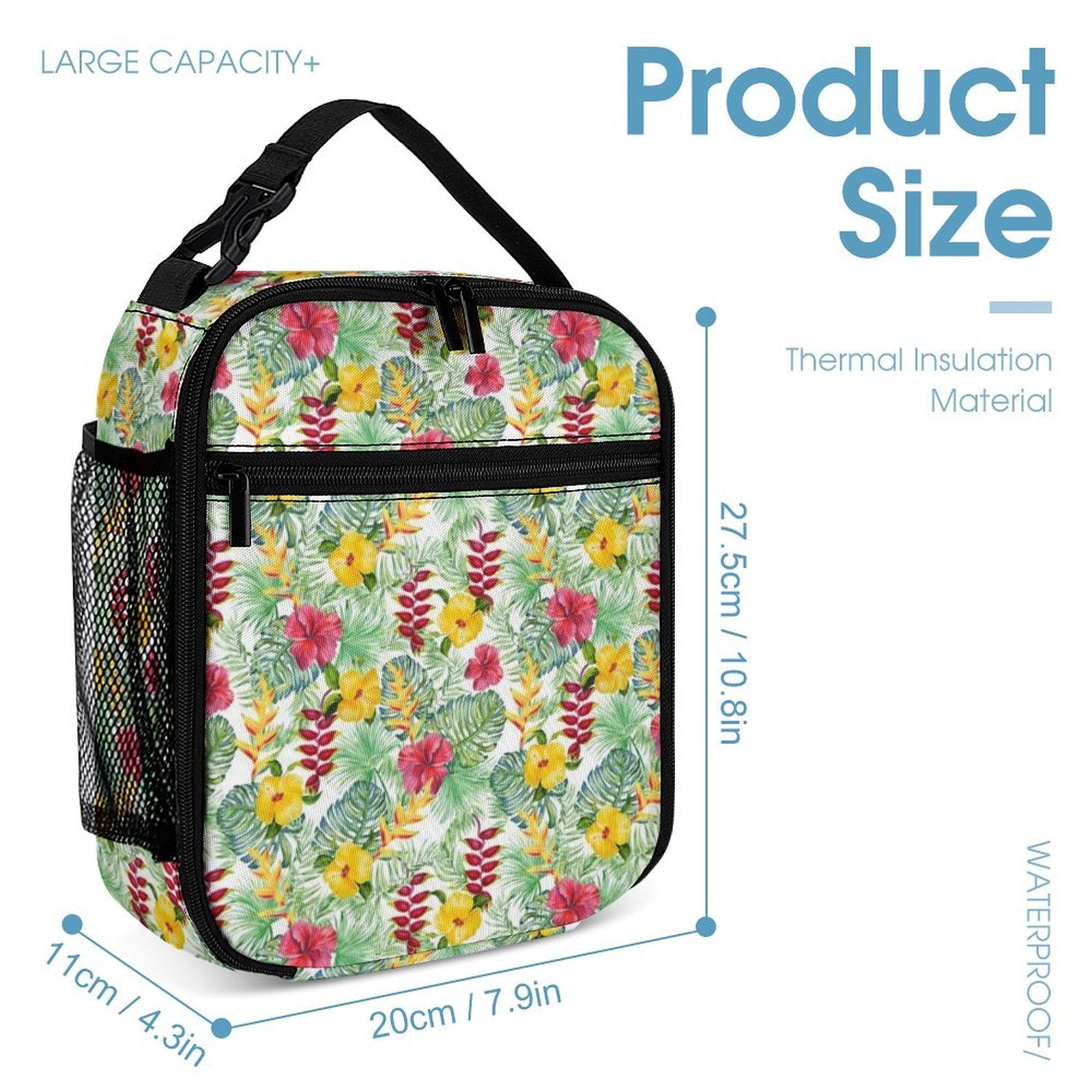 Tropical Flowers On White Backpack, Lunch Bag & Pencil Case Set