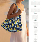 Rubber Ducks On Dark Beach Chair Towel Cover with Side Pockets