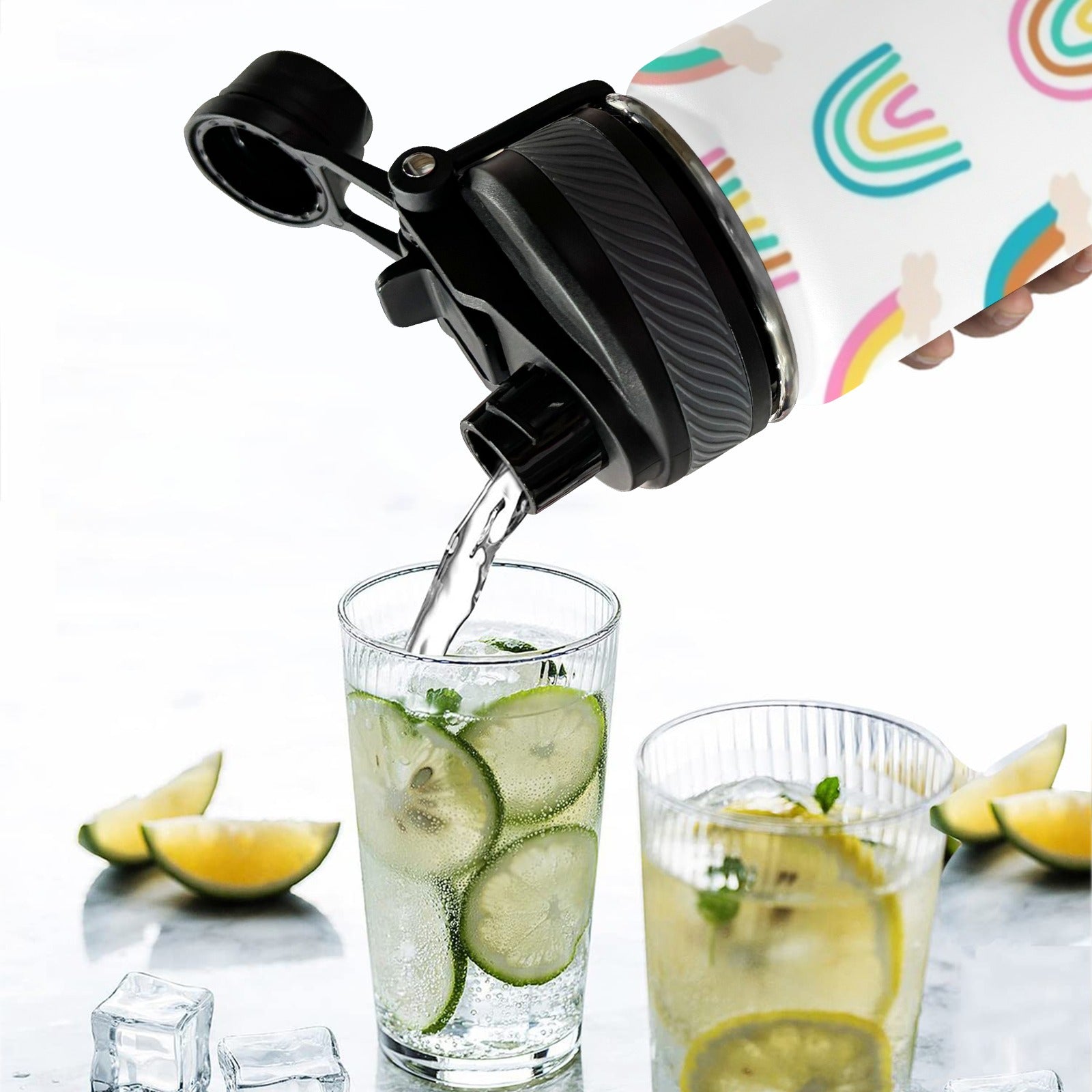 Cloud Rainbows - Insulated Water Bottle with Dual-Use Lid (18oz) Insulated Water Bottle with Dual-Use Lid (18oz) Printed Offshore