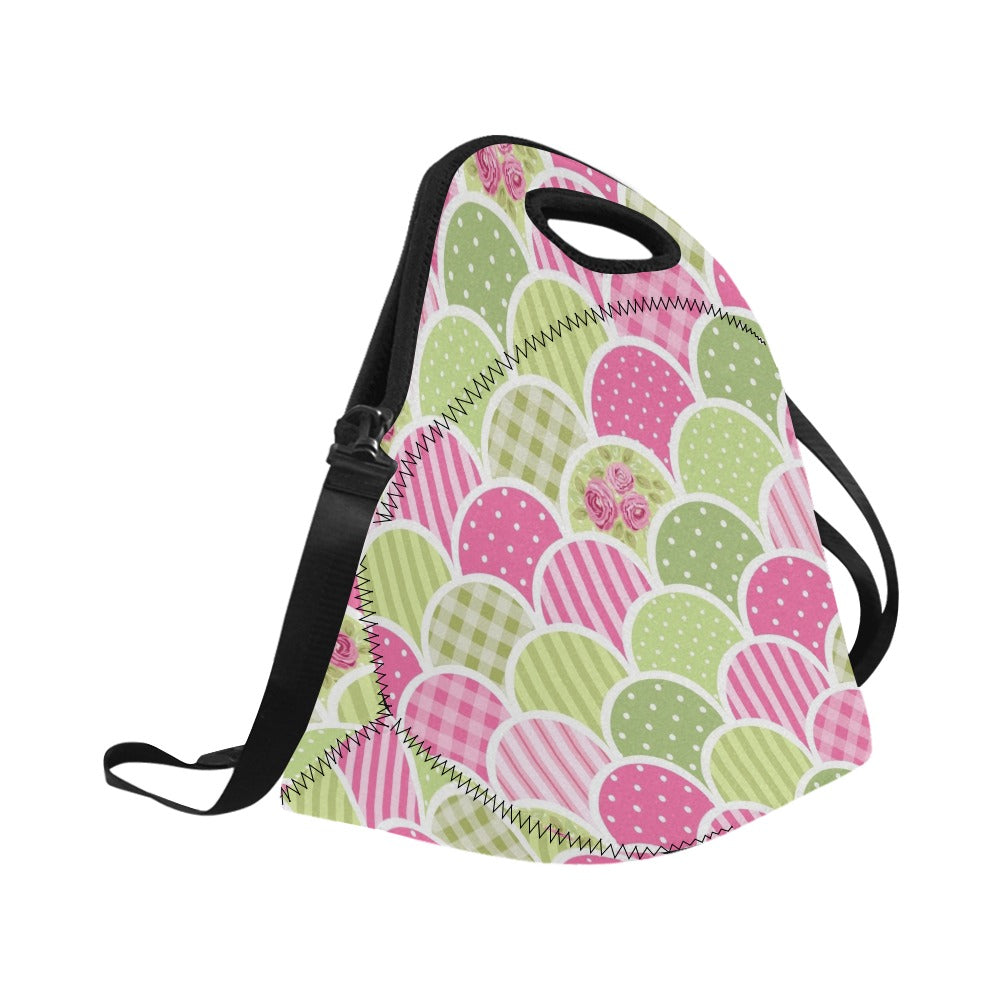 Floral Tabs Neoprene Lunch Bag/Large (Model 1669) Neoprene Lunch Bag Plants Printed Offshore