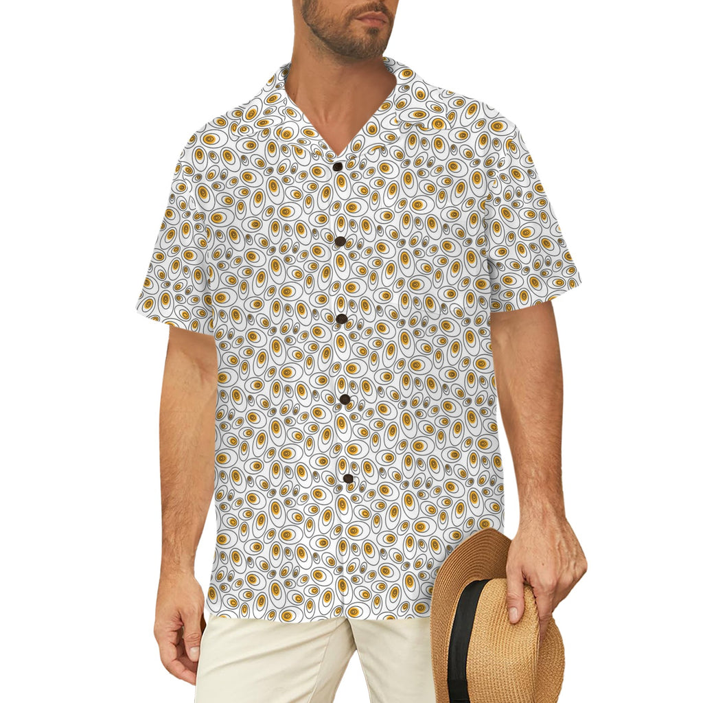 Abstract Eggs Men's Short Sleeve Hawaiian Shirt Men's Hawaiian Shirt (New) Food Printed Offshore