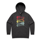 Retro Guitars - Womens Hoodie Coal Womens Hoodie Music Printed In Australia