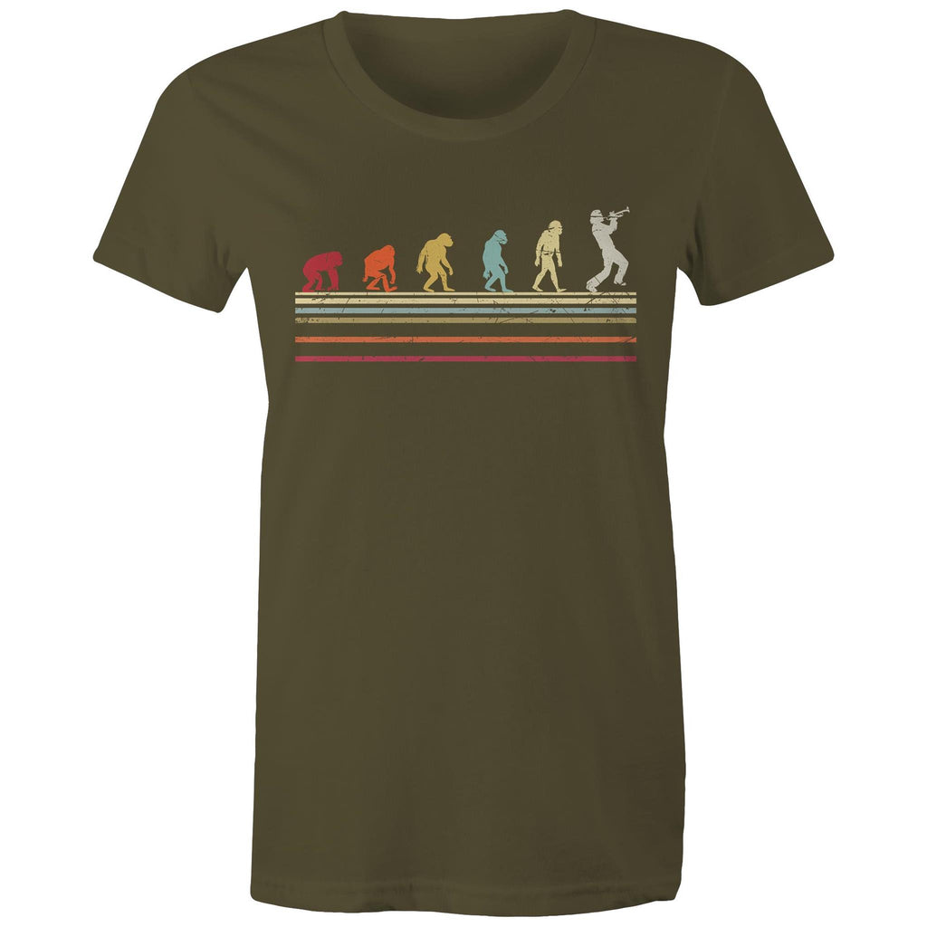 Trumpet Player Evolution - Womens T-shirt Army Womens T-shirt Music Printed In Australia