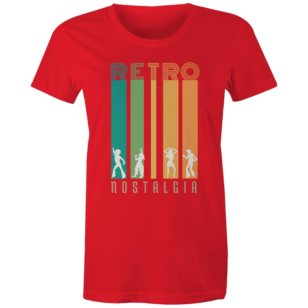 Retro Nostalgia - Womens T-shirt Red Womens T-shirt Printed In Australia Retro