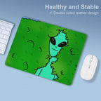 Alien Backing Into Hedge - Leather Mouse Pad Leather Mouse Pad Printed Offshore Sci Fi