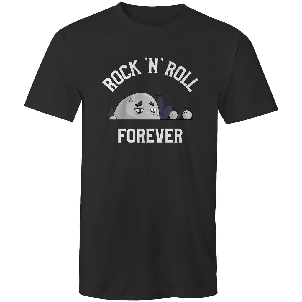 Rock And Roll Forever - Mens T-Shirt Black Mens T-shirt Music Printed In Australia