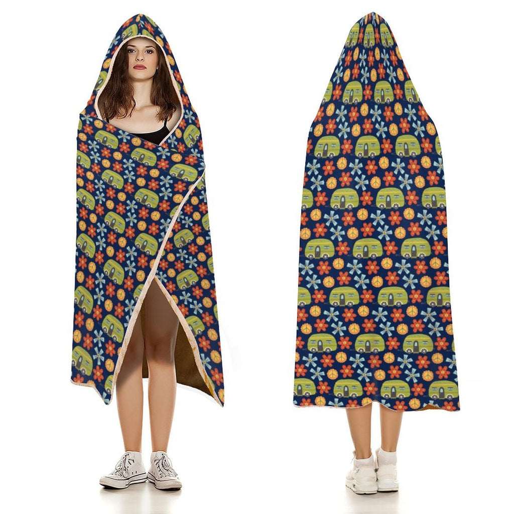 Hippie Caravan Kids Hooded Blanket 100cm x 130cm Kids Hooded Blanket Printed Offshore Retro