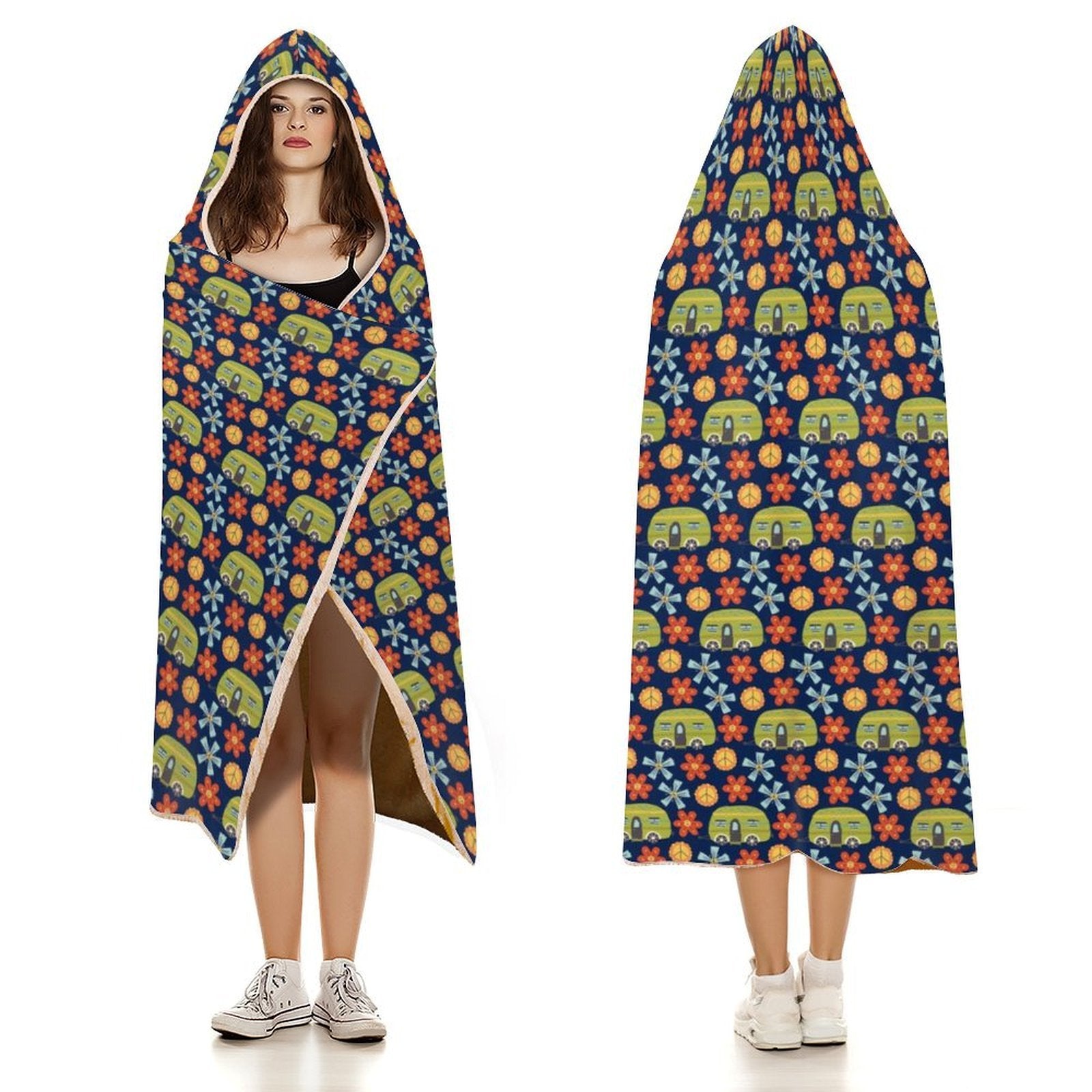 Hippie Caravan Kids Hooded Blanket 100cm x 130cm Kids Hooded Blanket Printed Offshore Retro