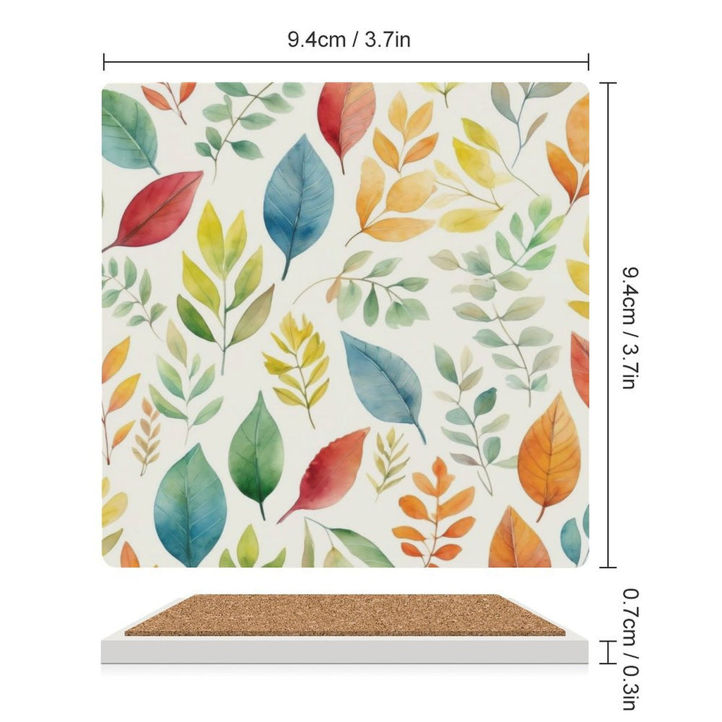 Autumn Leaves - Ceramic Coasters (Square) Ceramic Coasters Plants Printed Offshore