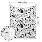 Black And White Dogs - Double-Layer Fleece Blanket 51"x59"