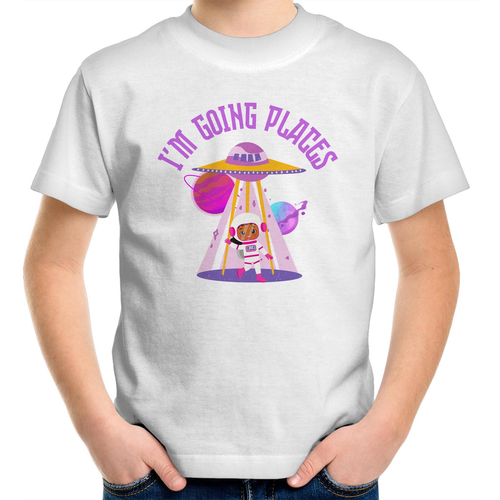 I'm Going Places, Space - Kids Youth T-Shirt White Kids Youth T-shirt Printed In Australia Space