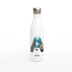 Coral Sea Initial - White 17oz Stainless Steel Water Bottle Default Title Personalised Water Bottle customise Globally Fulfilled Initial Music Name personalise