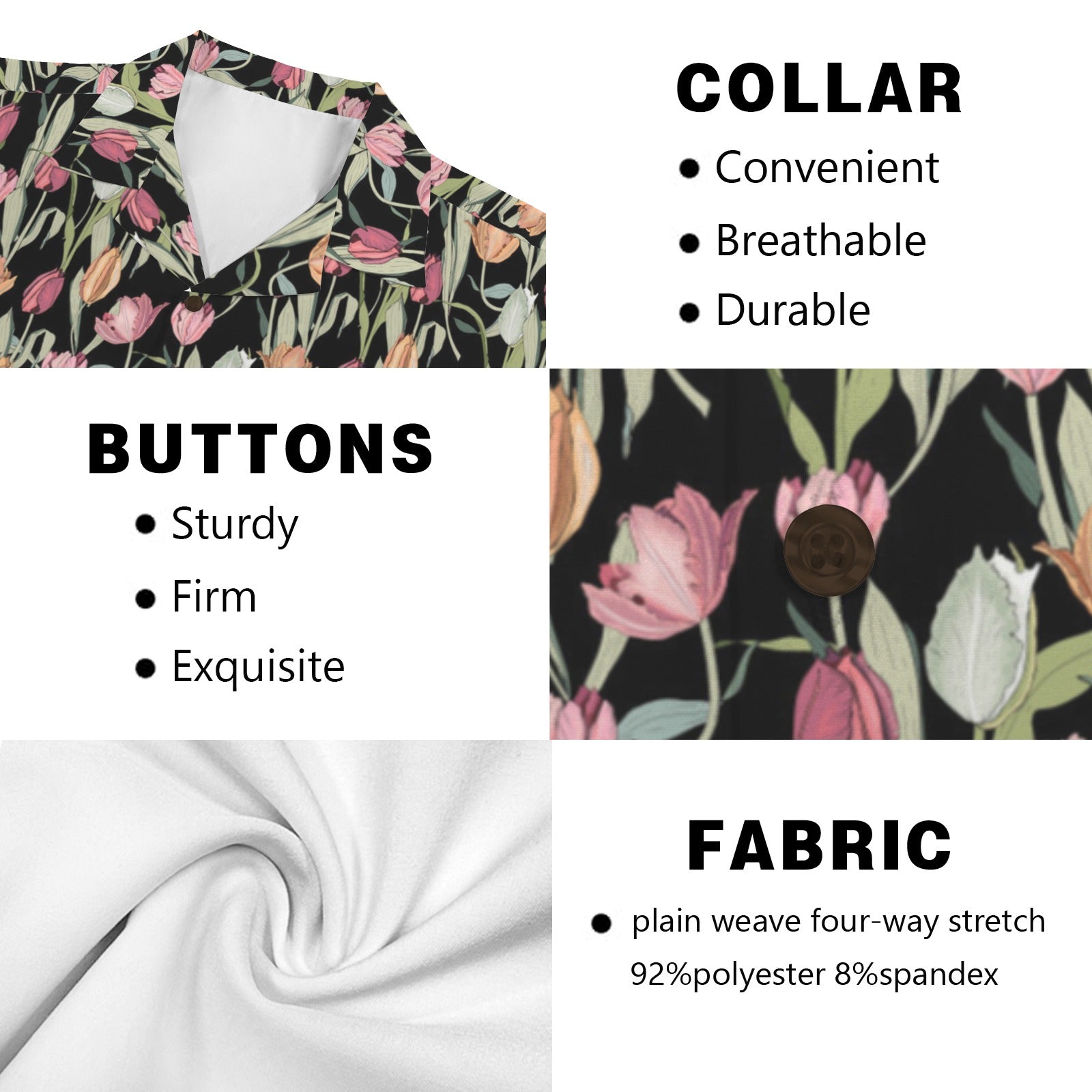 Tulips Men's Short Sleeve Hawaiian Shirt Men's Hawaiian Shirt (New) Plants Printed Offshore