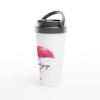 Flamingo - White 15oz Stainless Steel Travel Mug Travel Mug animal Coffee Globally Fulfilled