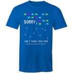 Sorry, Can't Pause This Game - Mens T-Shirt Bright Royal Mens T-shirt Games Printed In Australia