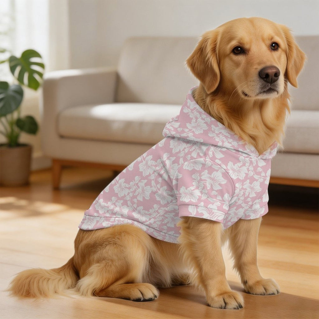 Pink Hawaiian Floral Pet Hoodie (Large Size)