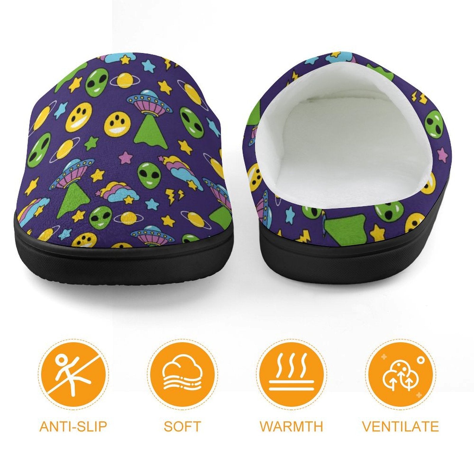 Groovy Alien And UFO Kids Cotton Slippers