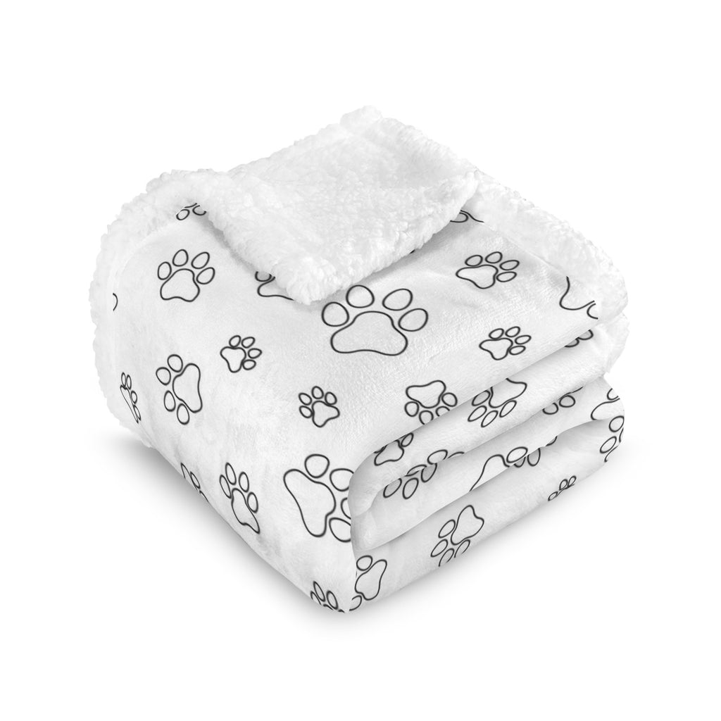Dog Paws In Black And White - Double-Layer Fleece Blanket 51"x59"