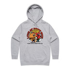 Love At First Bite, Hamburger And Fries - Womens Hoodie Grey Marle Womens Hoodie Food Love Printed In Australia