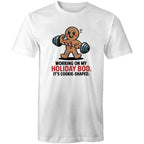 Working On My Holiday Bod, It's Cookie Shaped - Mens T-Shirt White Mens Christmas T-shirt Christmas Printed In Australia