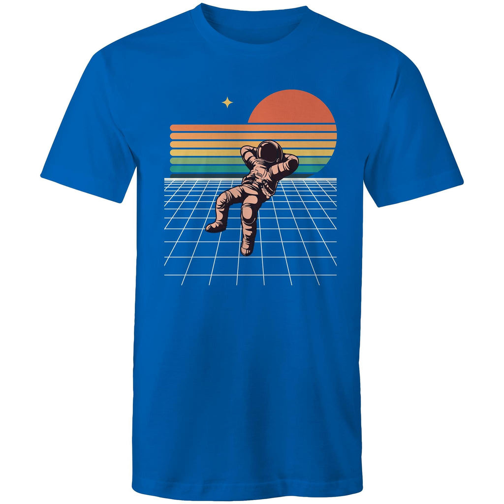 Retro Astronaut - Mens T-Shirt Bright Royal Mens T-shirt Printed In Australia Retro Space