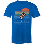 Retro Astronaut - Mens T-Shirt Bright Royal Mens T-shirt Printed In Australia Retro Space
