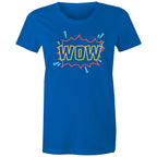 Wow, Comic Book - Womens T-shirt Bright Royal Womens T-shirt comic Printed In Australia