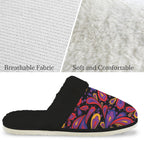 Paisley Swirl Women's Fur Trim Thick-Sole Indoor Slippers Women's Fur Trimmed Slippers Printed Offshore