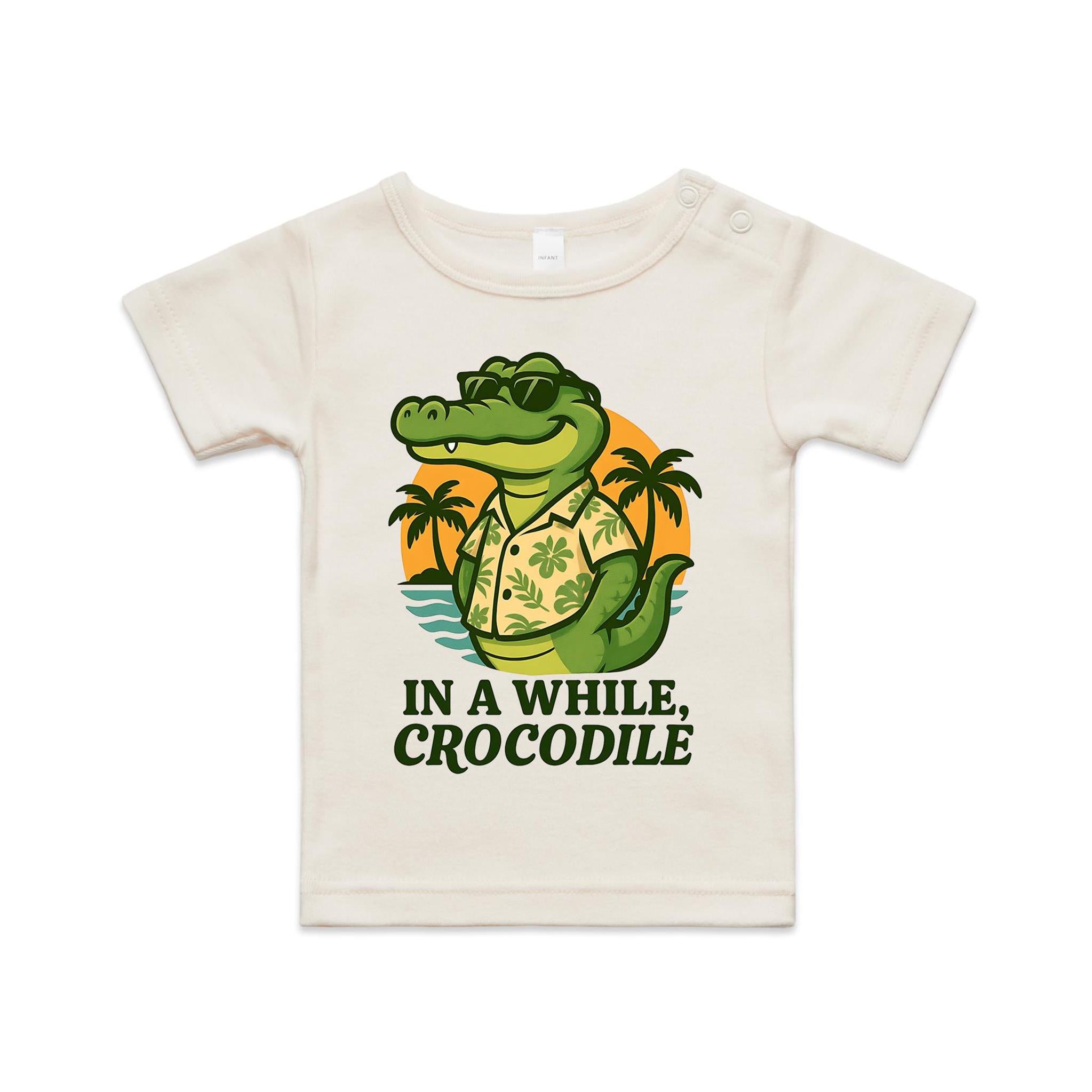 In A While, Crocodile - AS Colour Baby T-shirt Natural Baby T-shirt animal Printed In Australia