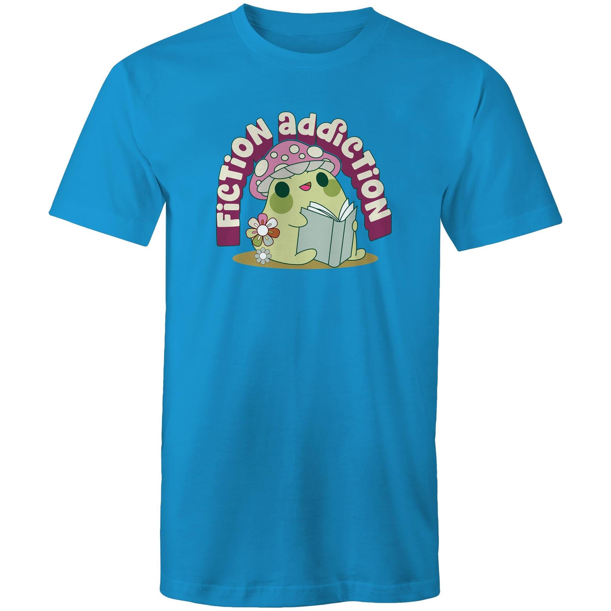 Fiction Addiction - Mens T-Shirt Arctic Blue Mens T-shirt Printed In Australia Reading