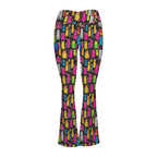 Colourful Cats High Waist Crossover Tummy Control Flare Leggings High Waist Flare Leggings animal Printed Offshore