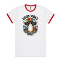 Good Vibes Only, Hippie Mushroom With Sunglasses - Staple Ringer Tee