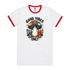 Good Vibes Only, Hippie Mushroom With Sunglasses - Staple Ringer Tee