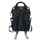 Blue Floral - Multi-Function Backpack, Nappy / Diaper Bag