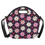 Pink Daisy Neoprene Lunch Bag/Large (Model 1669) Neoprene Lunch Bag Plants Printed Offshore