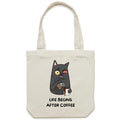 Life Begins After Coffee, Cat Canvas Tote Bag Default Title Tote Bag Printed In Australia