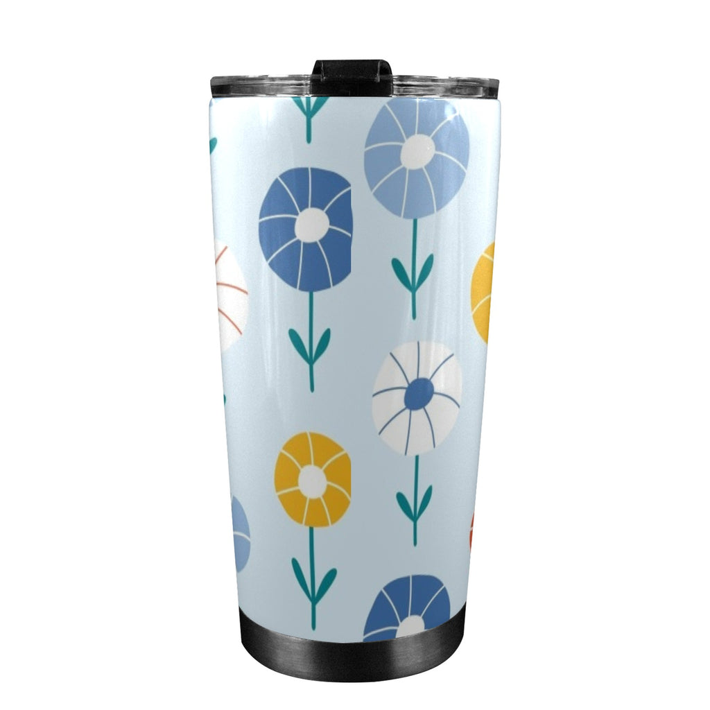 Abstract Cute Flowers 20oz Mobile Tumbler with Lid (Black Lock) 20oz Travel Mug Plants Printed Offshore