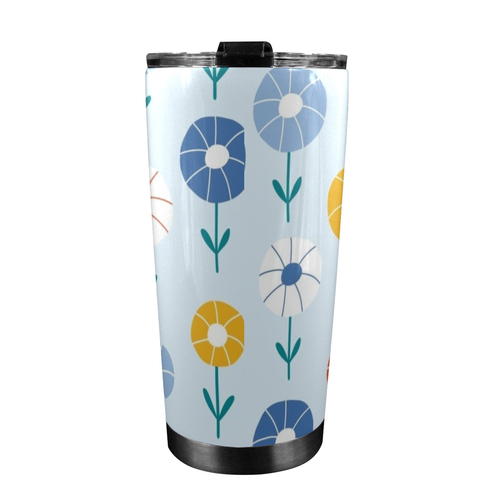 Abstract Cute Flowers 20oz Mobile Tumbler with Lid (Black Lock) 20oz Travel Mug Plants Printed Offshore