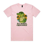 In A While, Crocodile Men's AS Colour T-shirt Pink Mens T-shirt animal Printed In Australia