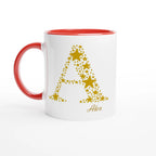 Personalised - Star Initials - 11oz Ceramic Mug, Customise, Personalise, Name, Initial Ceramic Red Personalised 11oz Mug