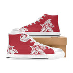 Red Retro Foliage, Hawaiian Flower - Men's High Top Canvas Shoes