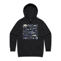 Sea Creatures Women's AS Colour Hoodie Black Womens Hoodie animal Printed In Australia