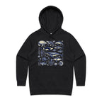 Sea Creatures - Womens Hoodie Black Womens Hoodie animal Printed In Australia