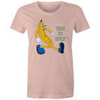 Banana, Time To Split - Womens T-shirt Pale Pink Womens T-shirt Food Printed In Australia