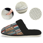 Books Men's Fur Trim Thick-Sole Indoor Slippers Men's Fur Trimmed Slippers Printed Offshore Reading