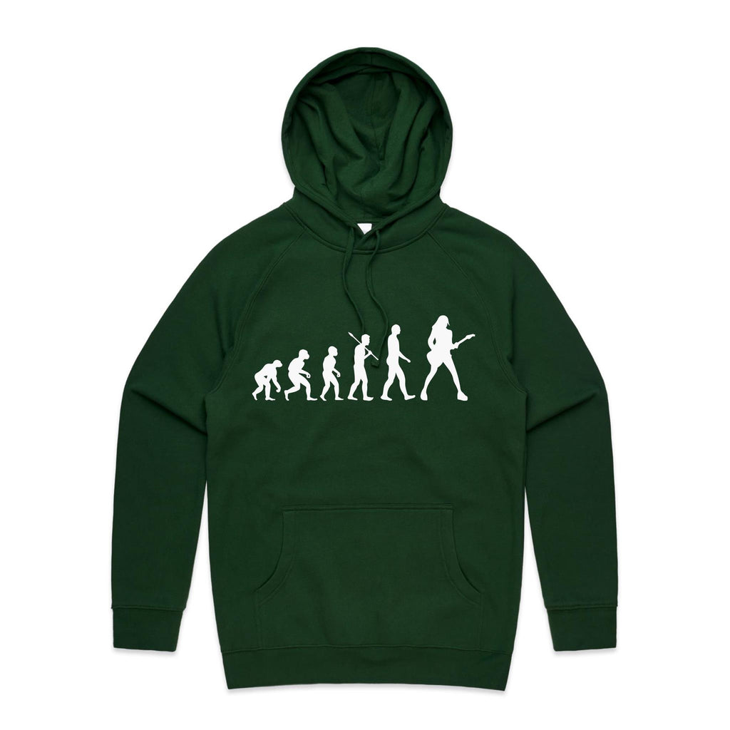 Guitarist Evolution - Mens Hoodie Forest Green Mens Hoodie Music Printed In Australia