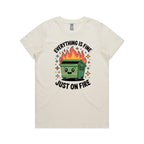 Skip Bin, Dumpster Fire Women's AS Colour T-shirt Natural Womens T-shirt Printed In Australia