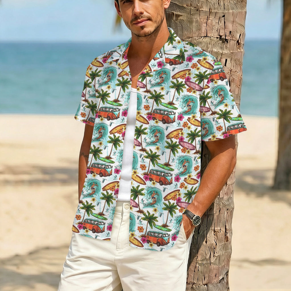 Surfing Safari Men's Crinkle Hawaiian Shirt