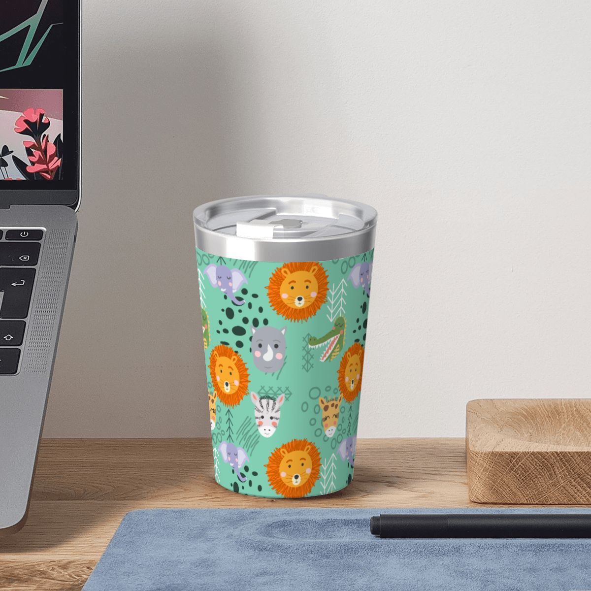 Safari Animals Small Stainless Steel Travel Mug Cup 12oz/350ml