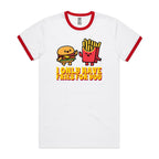 I Only Have Fries For You, Hamburger And Chips - Staple Ringer Tee White Red Ringer T-Shirt Food Printed In Australia